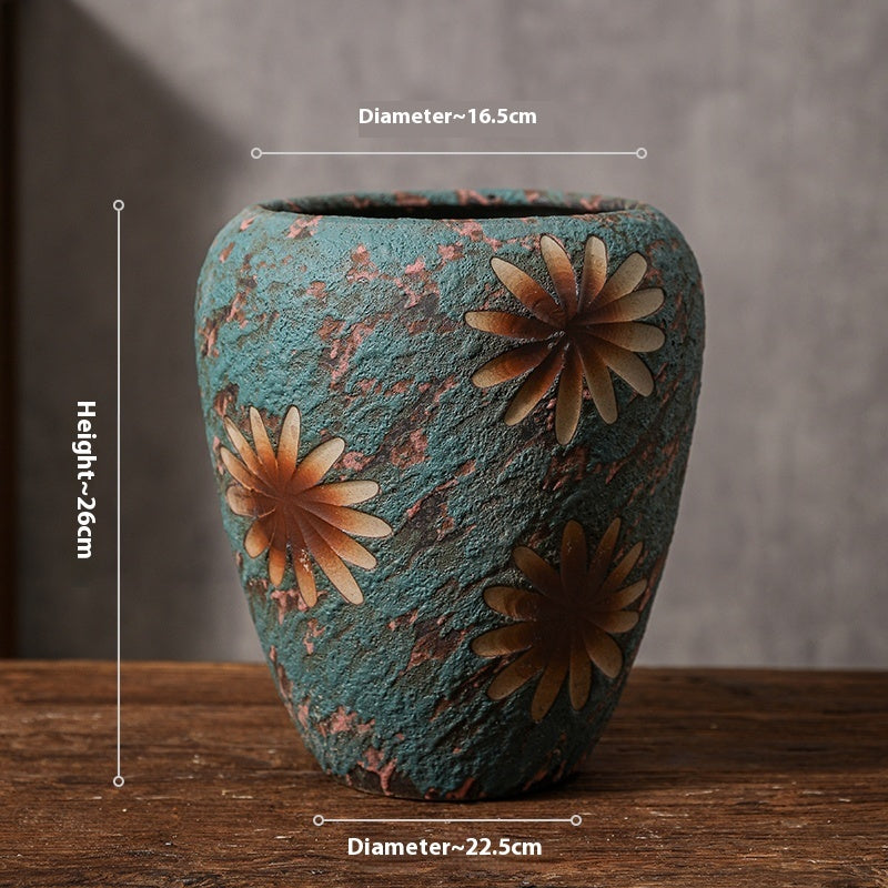 Sunflower Vintage Arrangement Ceramic Vase